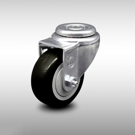 Service Caster 3 Inch SS Black Polyurethane Wheel Swivel Bolt Hole Caster SCC-SSBH20S314-PPUB-BLK